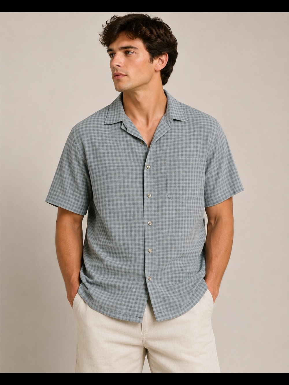 Van Heusen Light Blue Check Short Sleeve Button-Down Shirt